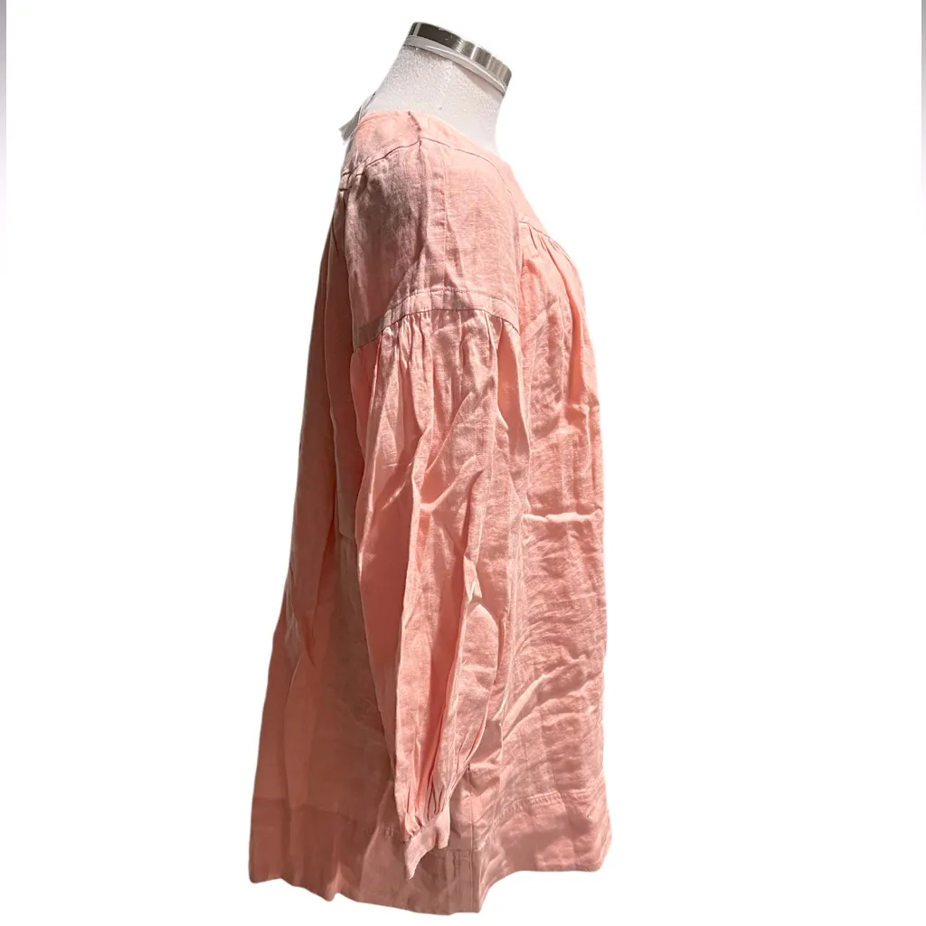 J. Crew Gathered popover dress in linen Peach Clay Size Small NWT - Image 6