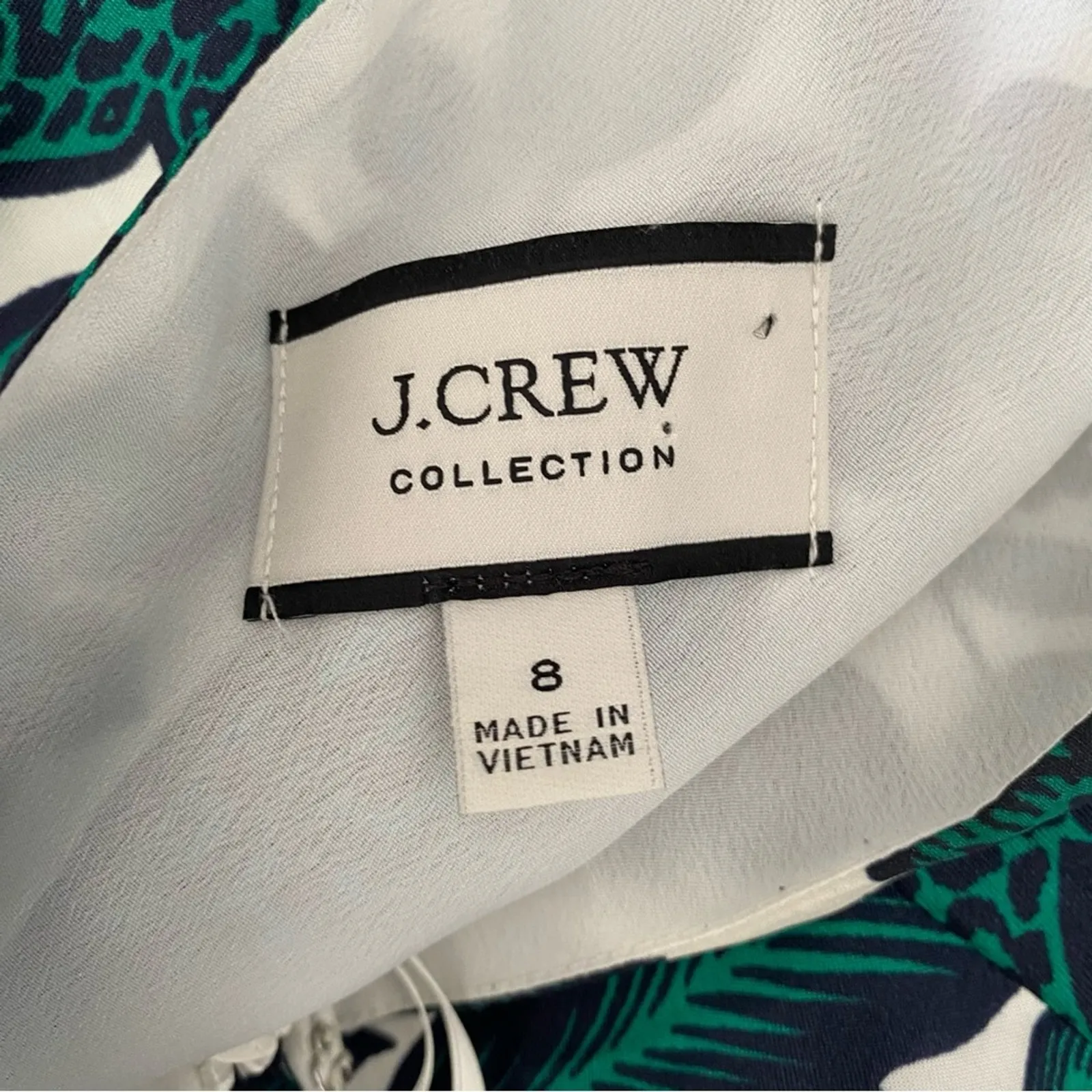J. Crew Collection One Shoulder Ruffle Hem Dress size 8 Emerald Green Floral - Image 13