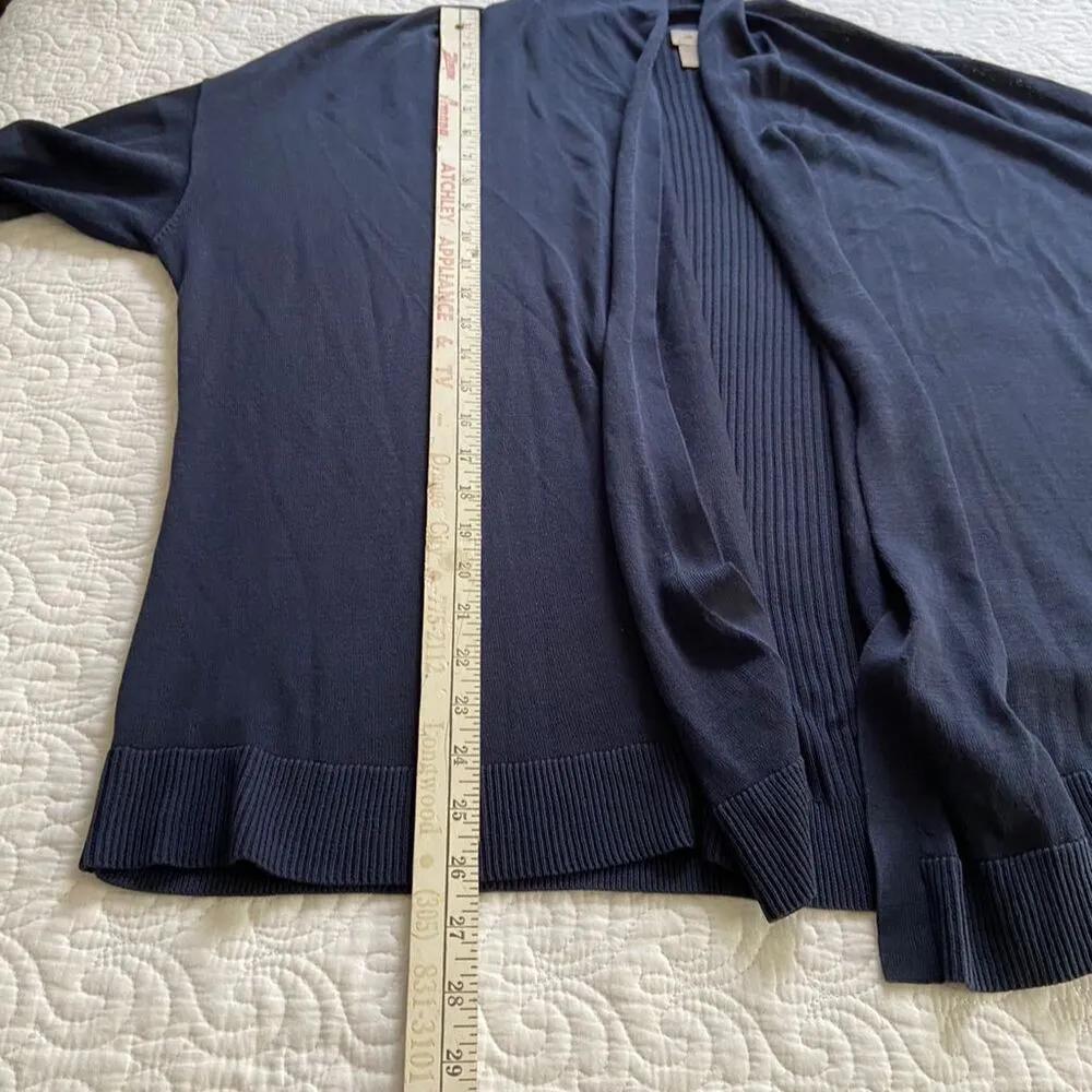 Chico's Size 2 (Large) Blue Open Front Cardigan Sweater Ribbed Cuffs​ - Image 7