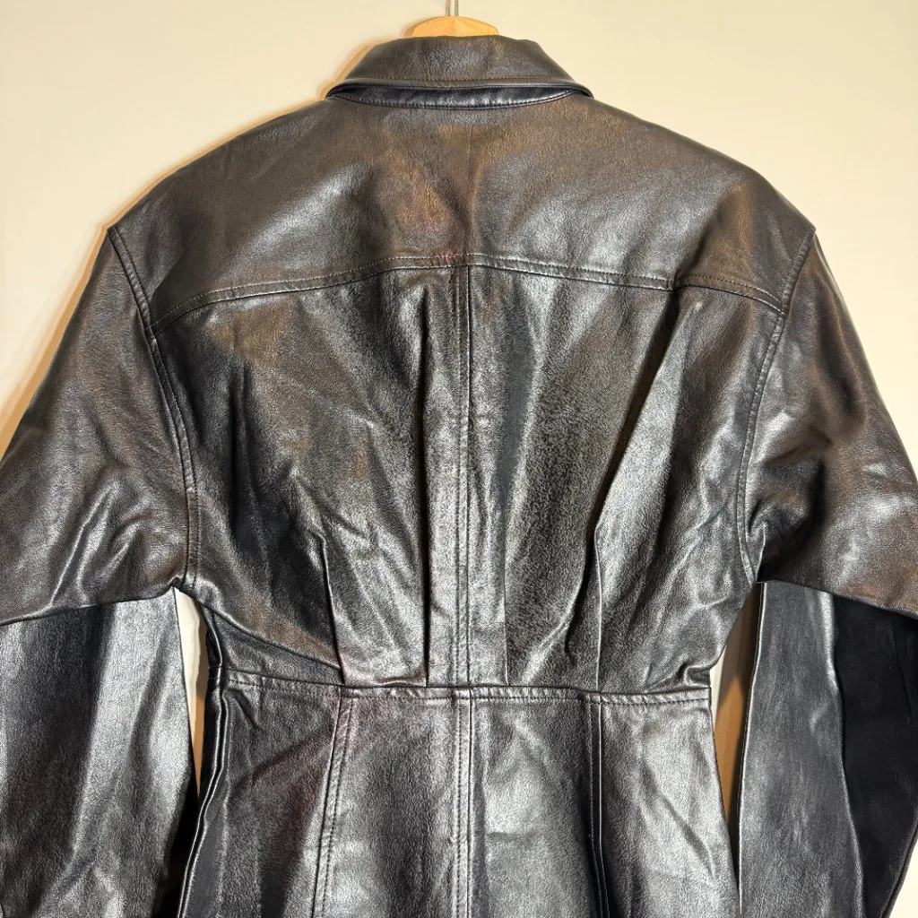 Free People Amber Vegan Leather Mini Dress Women's 2 Black Festival Biker NWOT - Image 14