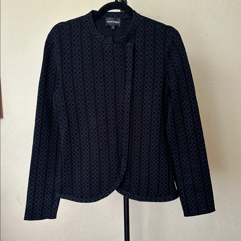 Emporio‎ Armani Asymmetric Knit Jersey Zip-Front Jacket Size 44 - Image 4