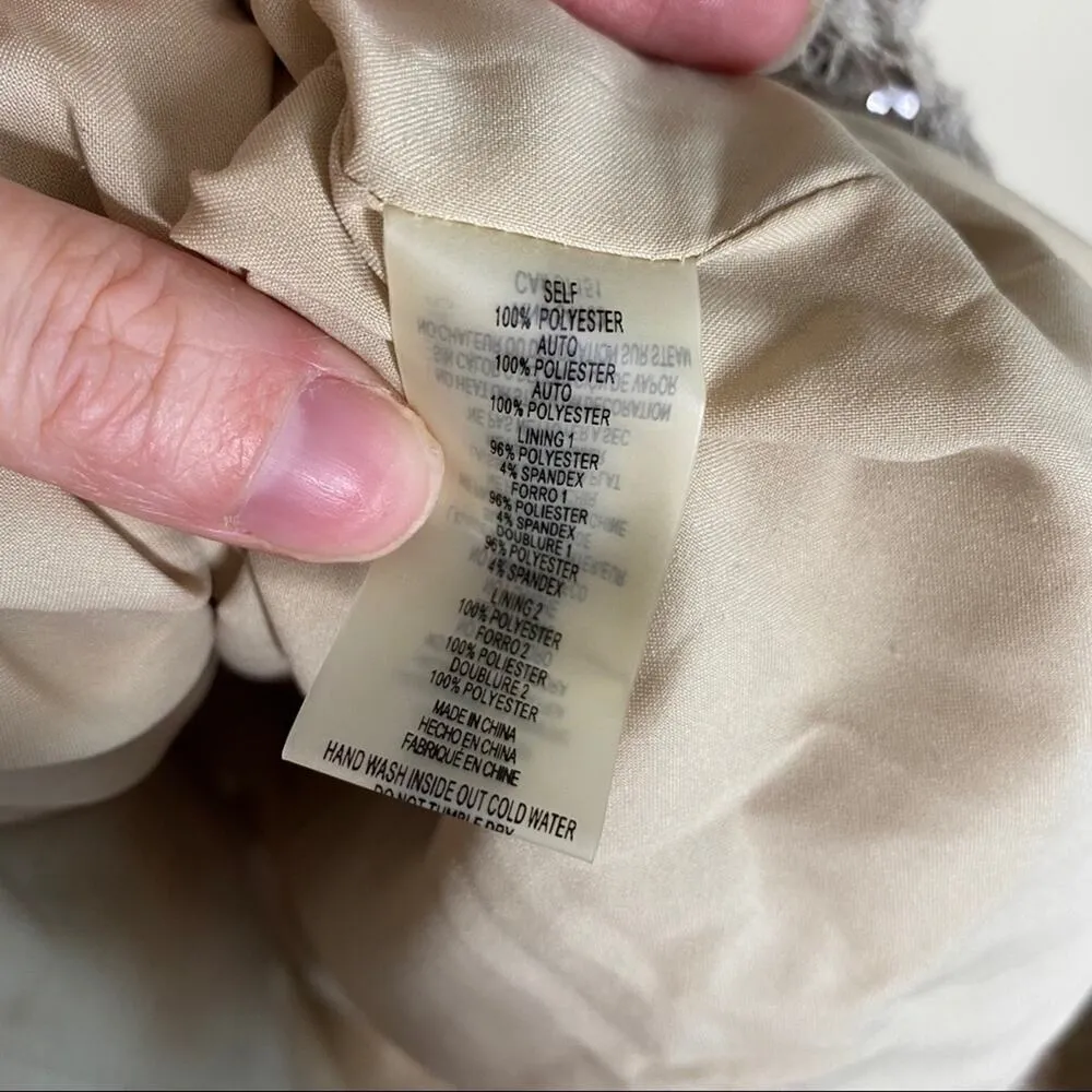 Vince Camuto Lace Sequin Sleeveless Dress Gem Waist Band Beige Cream Size 2 - Image 7