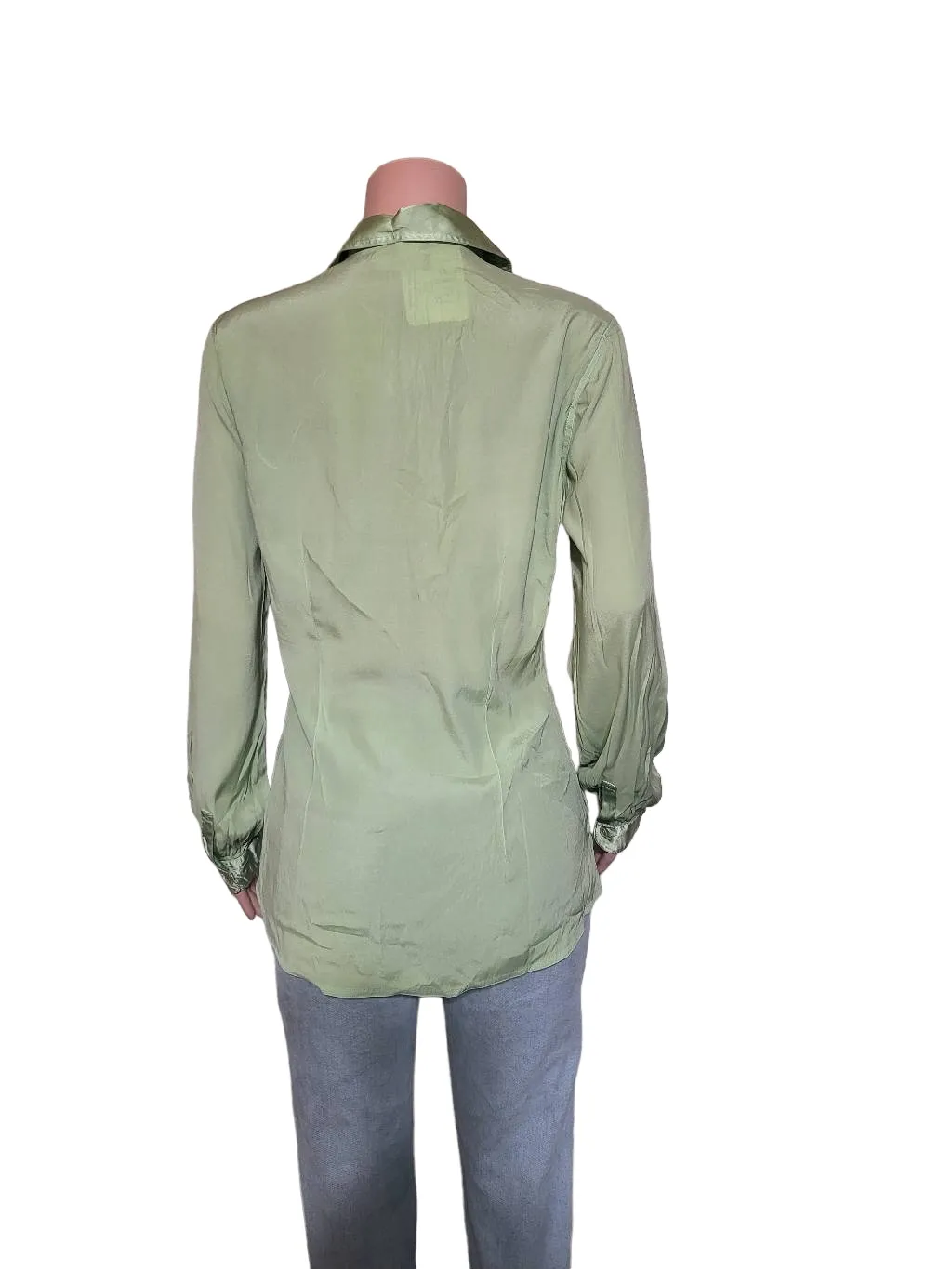 Pulp women's long sleeve half button pop over lettuce henley loose shirt M Green Size M - Image 4