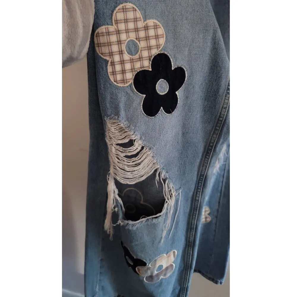 Urban Outfitters BDG Skater Baggy Jean Daisy Patch Distressed Flared Leg 25x32 - Image 11