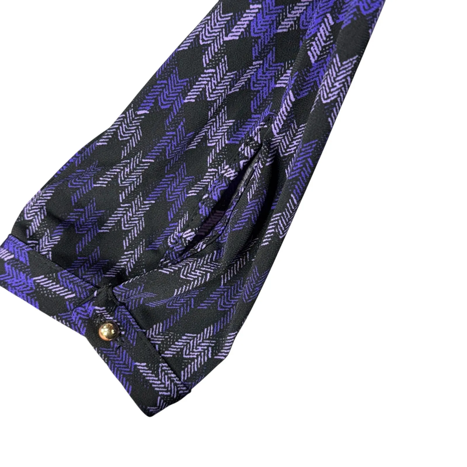 Dana Buchman Large Top Herringbone Stretch 3/4 Sleeve V-Neck Hi-Low Hem Purple - Image 3