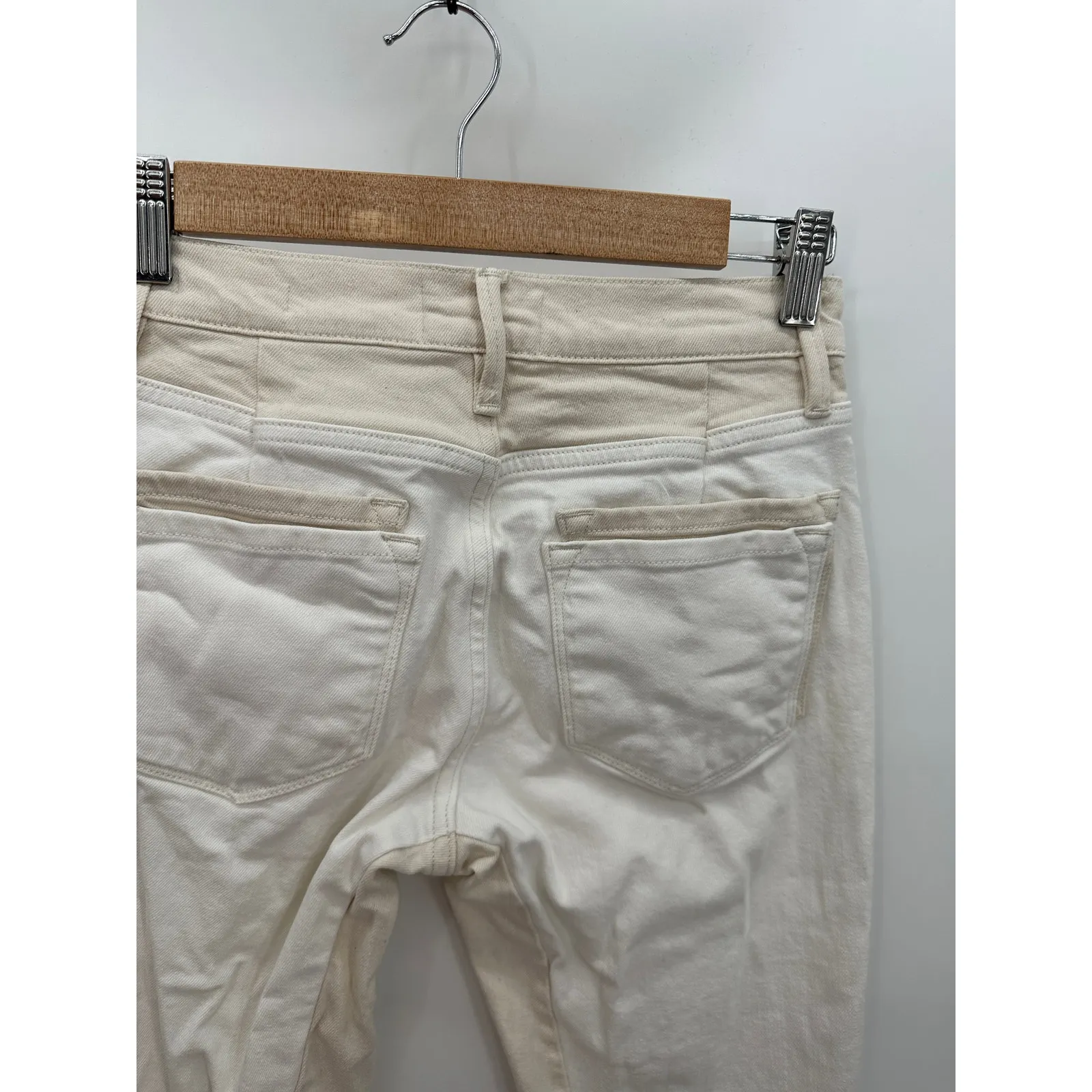 FRAME Le Crop Mini Boot Multi Cream/White Cotton Blend Jeans Women's Size 25 - Image 9