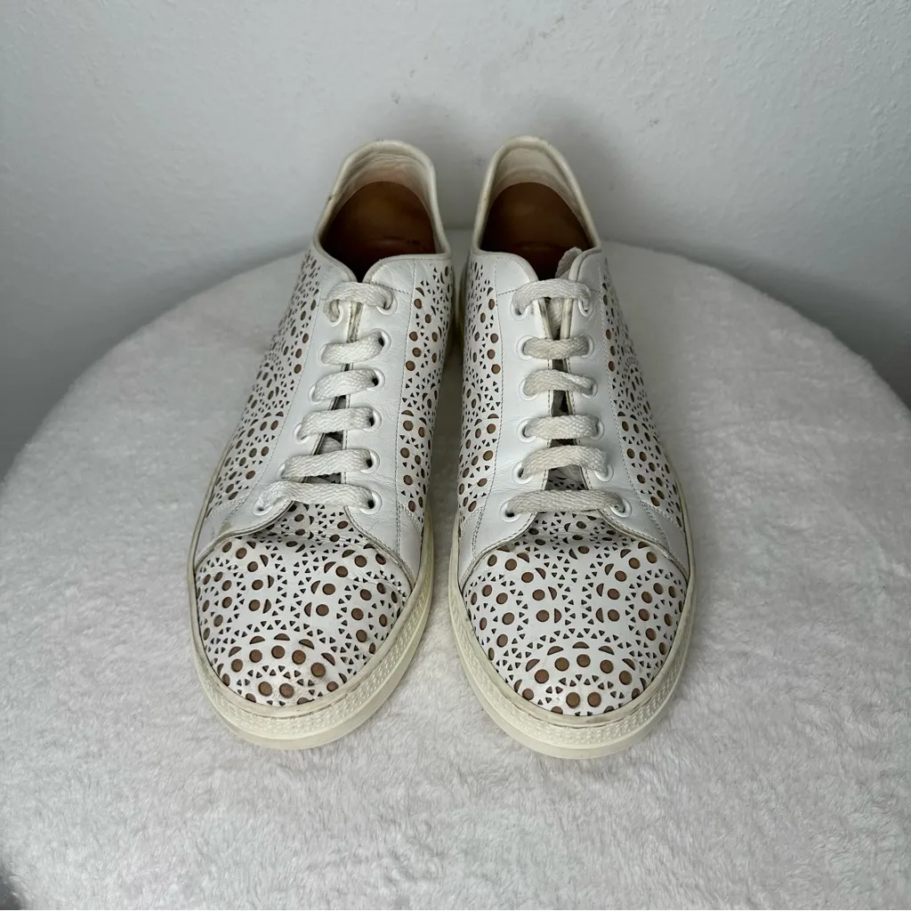 Alaia Size 9 White Tan Laser Cut
Leather Lace - Image 3