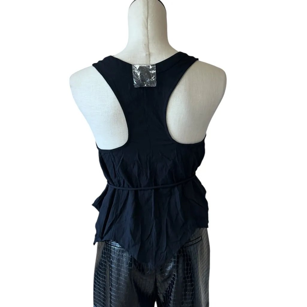 NWOT FREE PEOPLE BUTTON DETAIL BELTED VEST TOP XS BLACK - Image 4