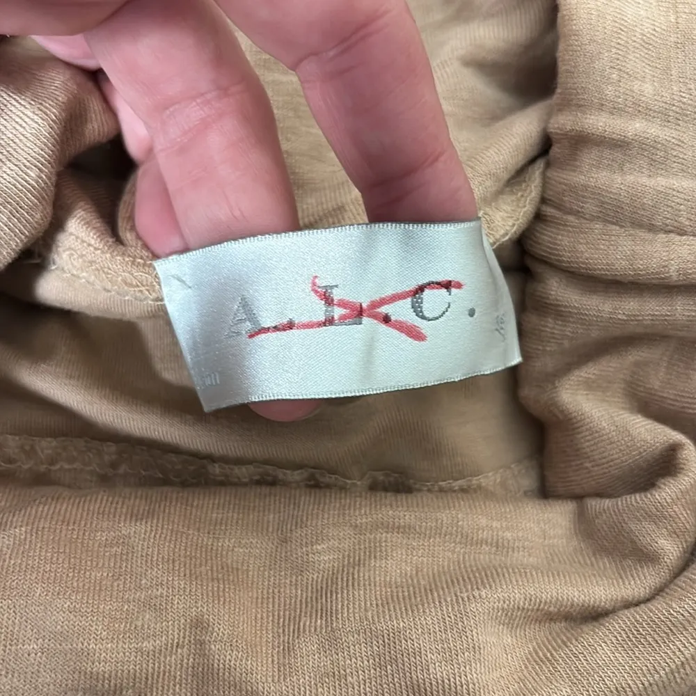 A.L.C. Pull on Ruched Linen‎ Blend Skirt Tan size Small - Image 3