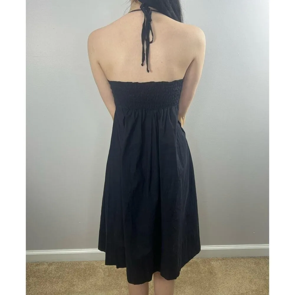 Vintage Lucky Brand Halter Dress Size Small Black Cotton Lightweight - Image 3