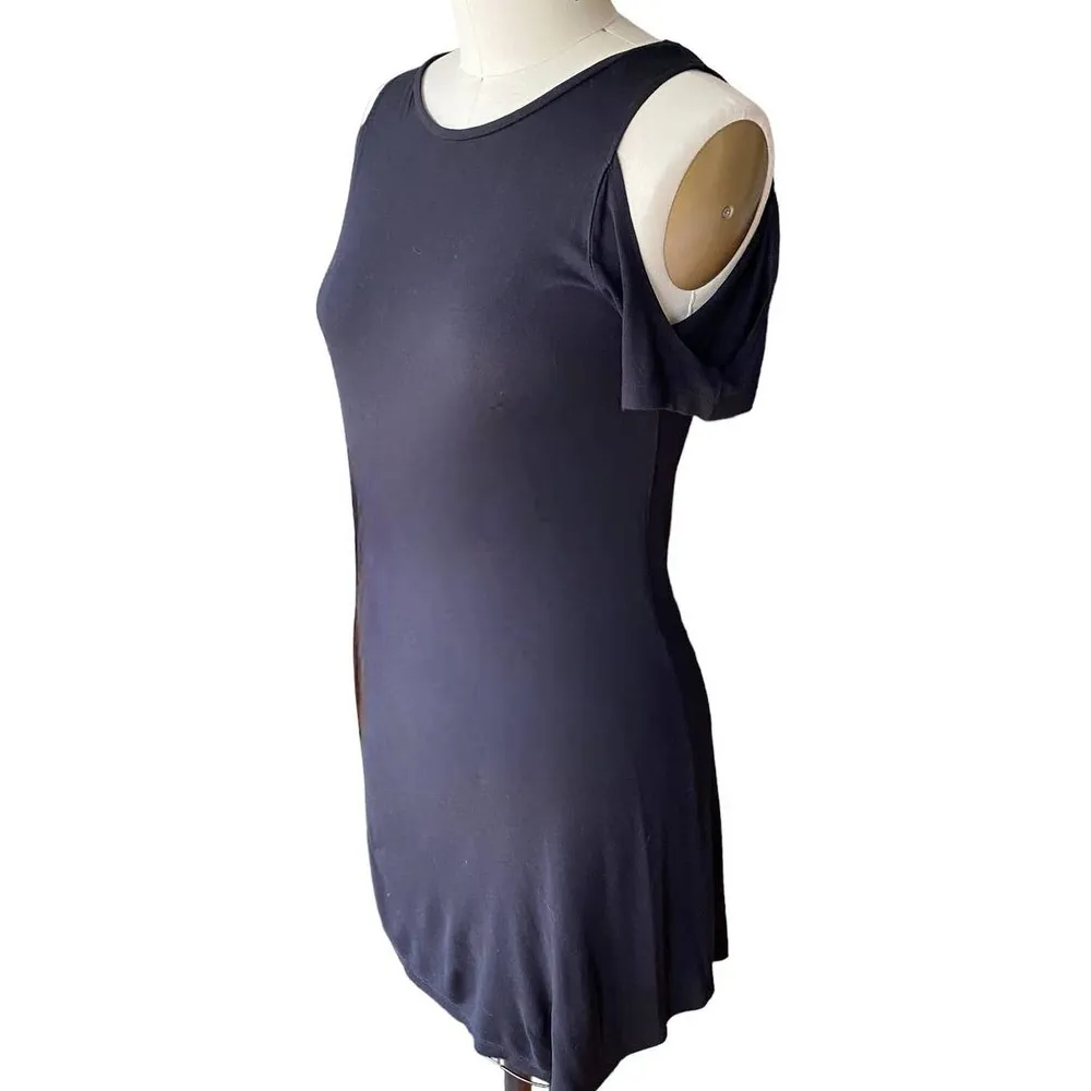 ZARA Trafaluc Simple Black Knit Cold Shoulder Dress ~ Women's Size SMALL - Image 2