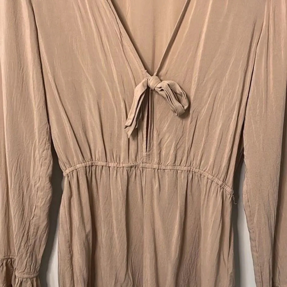 Ale By Alessandra Livia Womens Long Sleeve Romper Tassel V Neck Latte Cream Size - Image 3