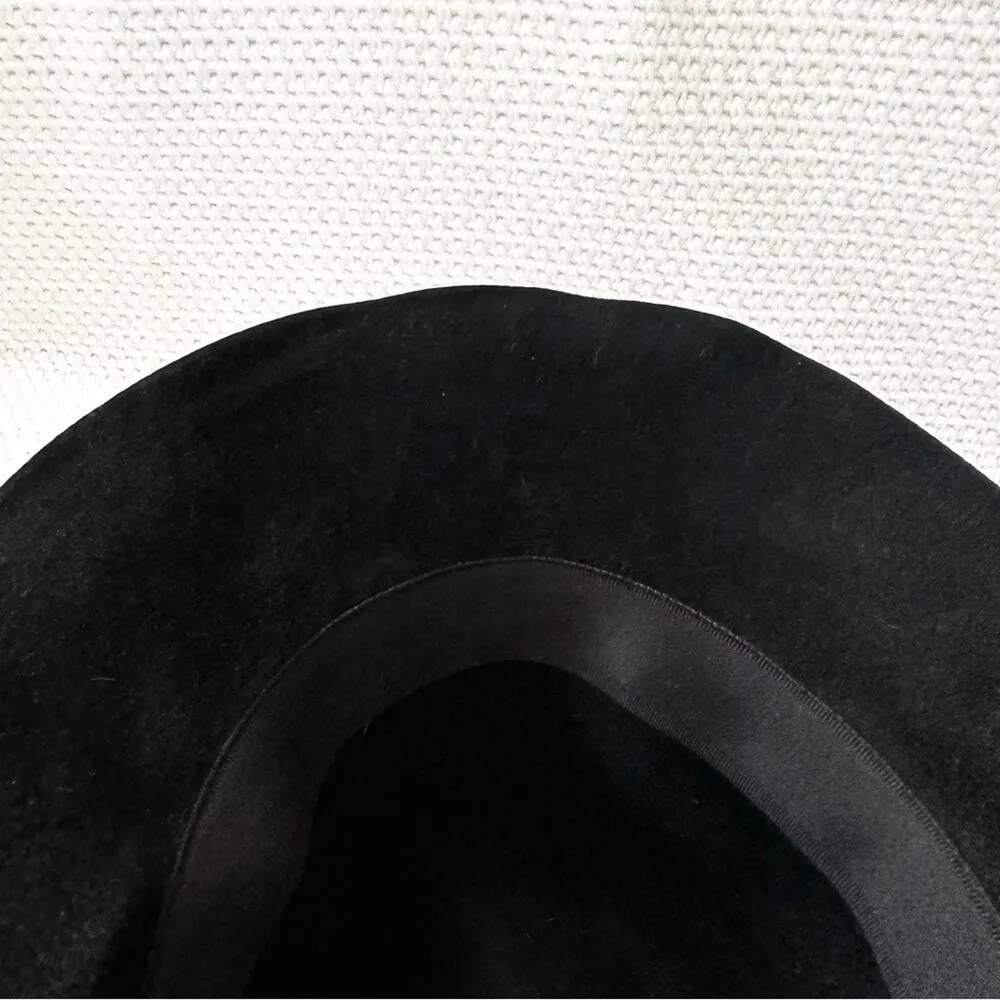 Helen Kaminski Australia Black Rabbit Fur Felt Ribbon Trim Fedora Classic Hat OS - Image 11