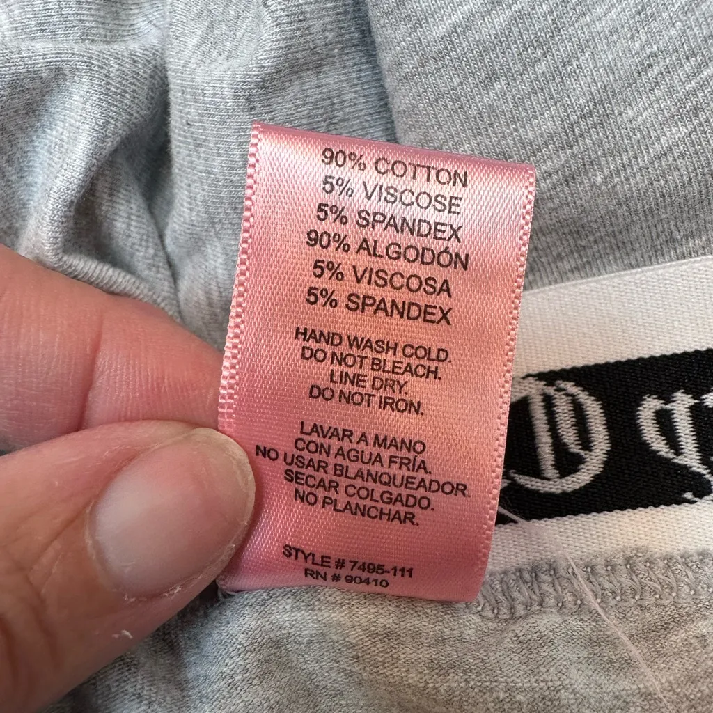 Juicy Couture Y2K Heather Gray Sleepwear Pants Rainbow Logo Stretchy Size L - Image 6