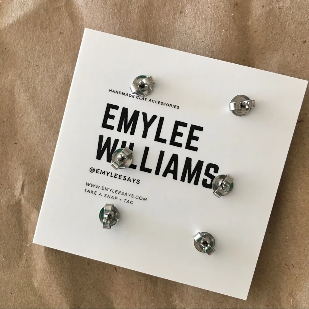 Handmade Clay Stud Earrings, Lightweight, Neutrals (Set/3) - Image 3