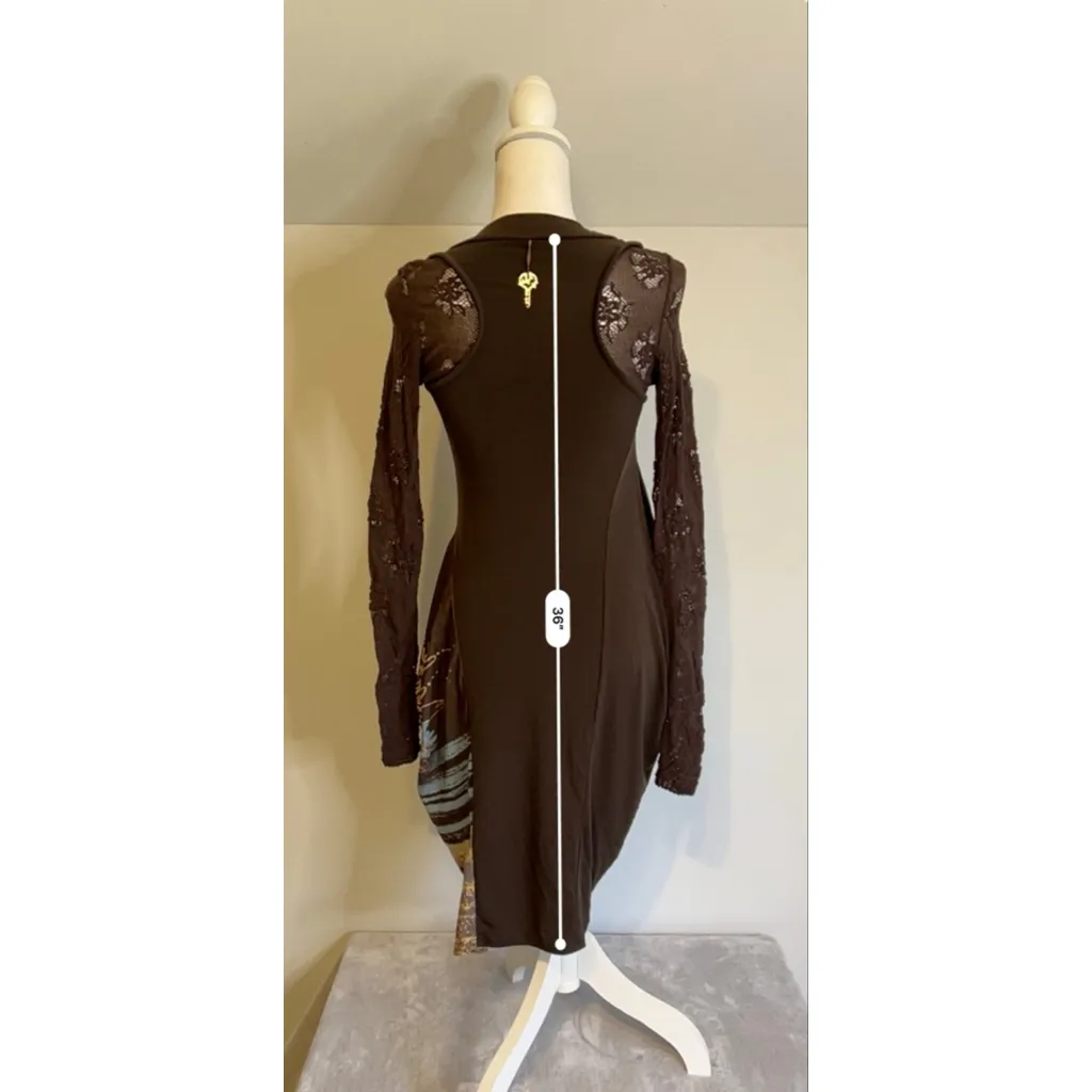 Women's 2026 Brown Long Sleeve Dress Cop Copine Euro Grunge - Image 5