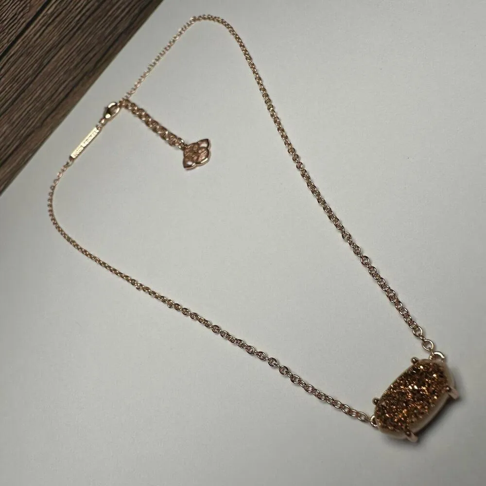Kendra Scott Mabel Rose Gold Tone & Druzy Necklace Adjustable Length 15 - 17 In - Image 2