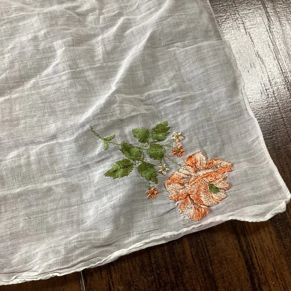 Embroidered Cotton Gauze Handkerchief White - Image 2