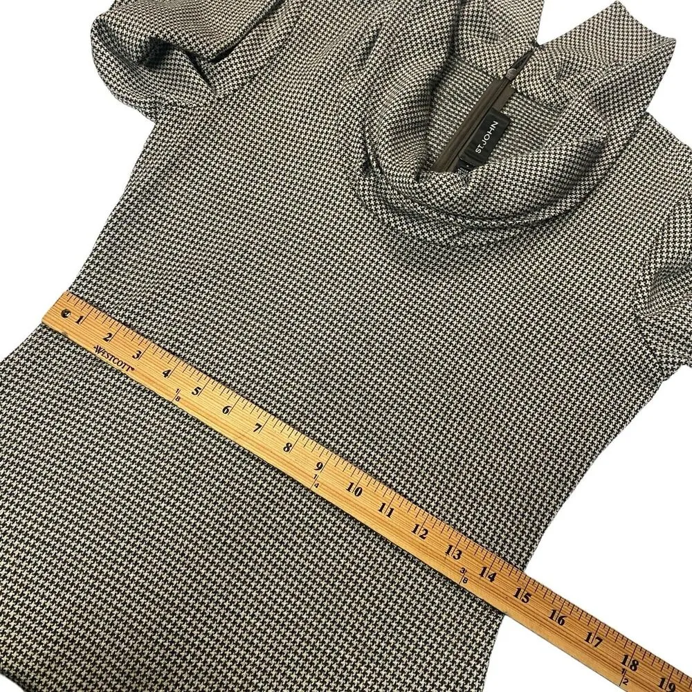 St. John Women's Cowl Neck Houndstooth Print Cowl Neck Dress ¾ Sleeve size 6 - Image 7