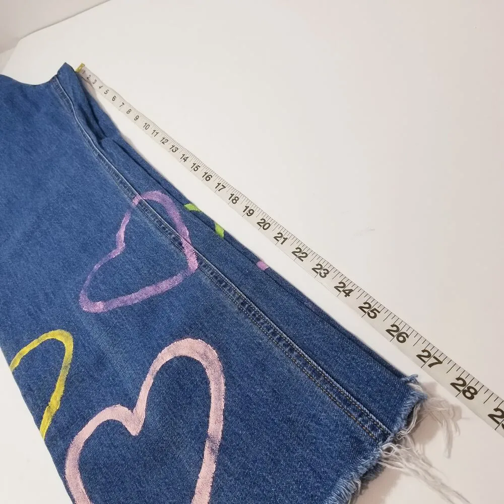 Rag & Bone Ruth Super High Rise Straight Cargo Baggy Jeans Hearts Print Grunge - Image 7