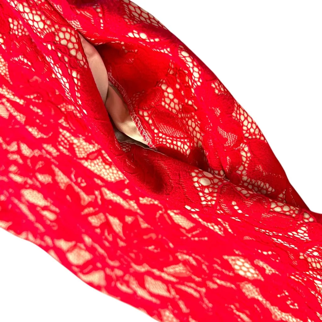 Aqua Red Lace Overlay Sleeveless Mini Sheath Party Special Occasion Dress Size 4 - Image 8