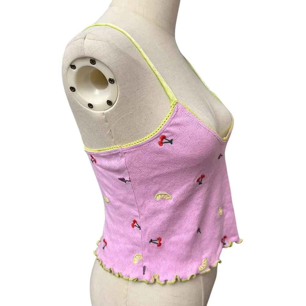 Urban Outfitters Sz Small Out From Under Lace Cabbage Trim Embroidered Cami Top - Image 4