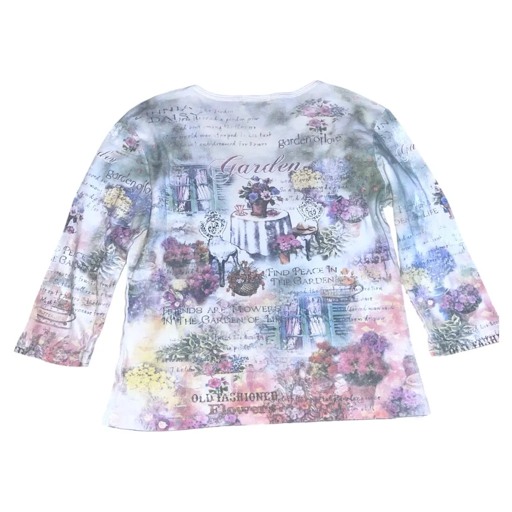 Vintage y2k early 2000s whimsy goth rhinestone 3/4 baby tee - Image 2