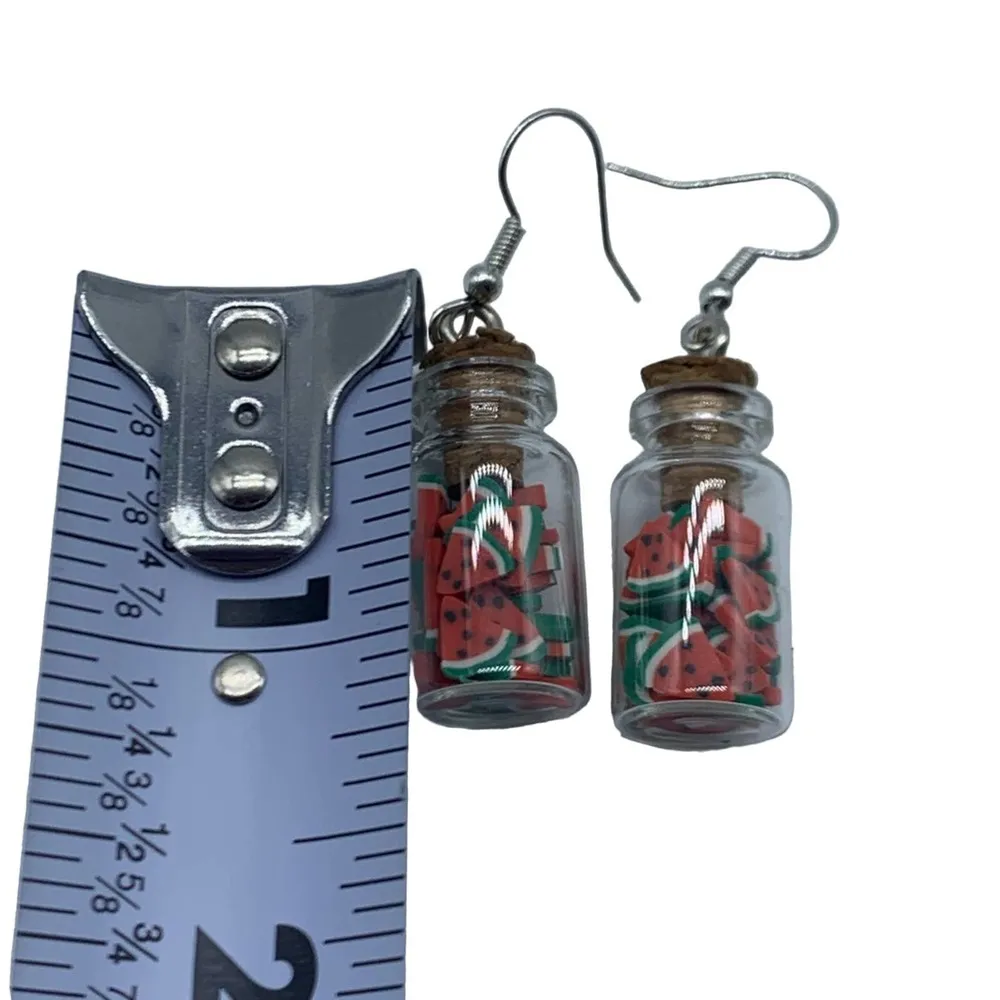 NEW Watermelon slices in mason jar fashion earring - Image 11