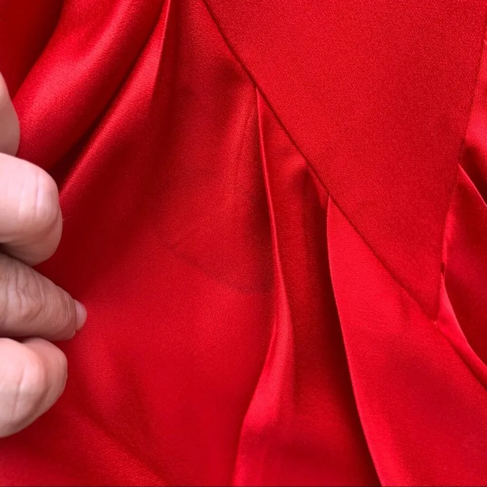 Vintage 80s Red All That Jazz wiggle dress belted ruched hips Size 7 - Image 2