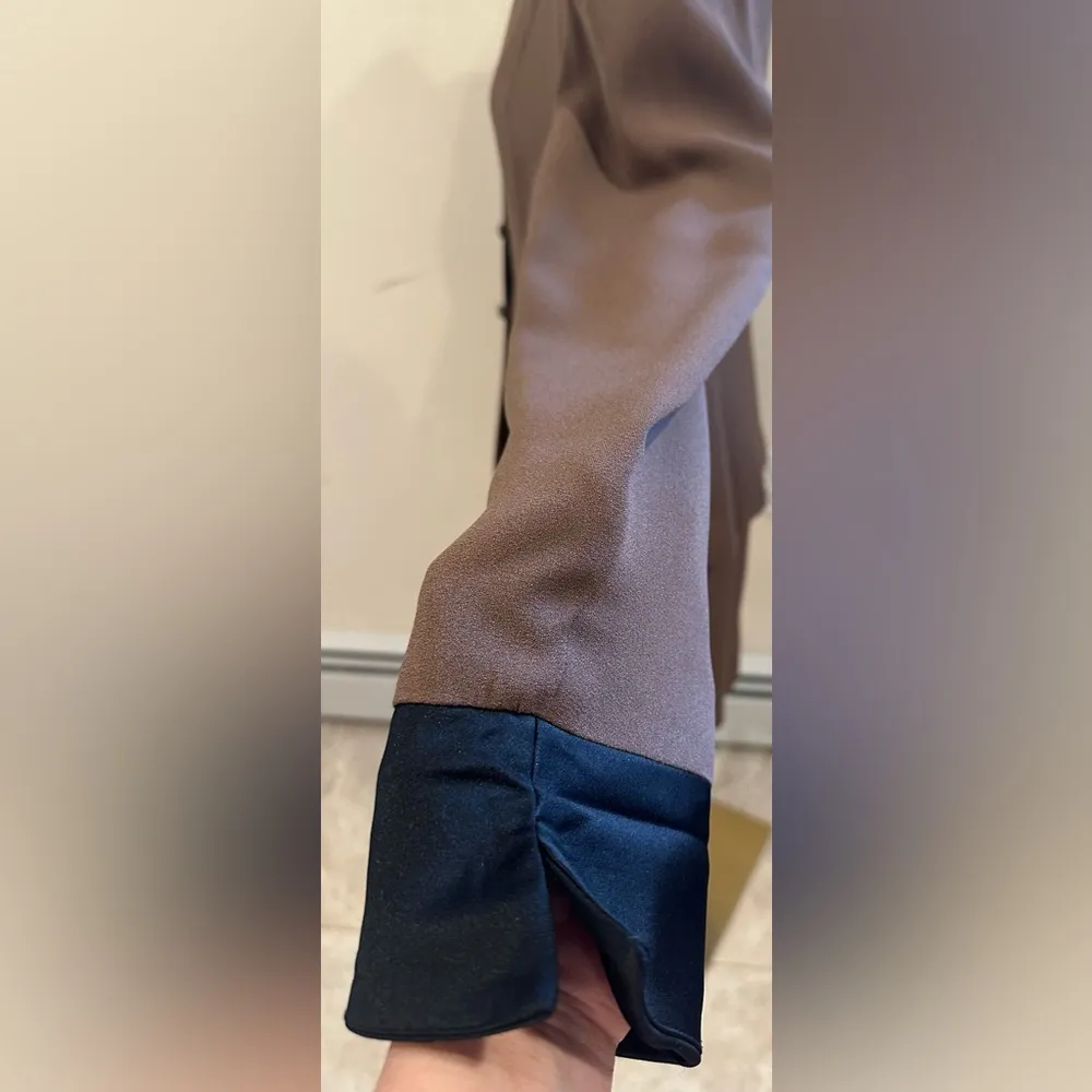 Seville Suit Brown Midi Skirt & Matching Jacket Set Sleeves Collar R Satin Sz 6 - Image 8