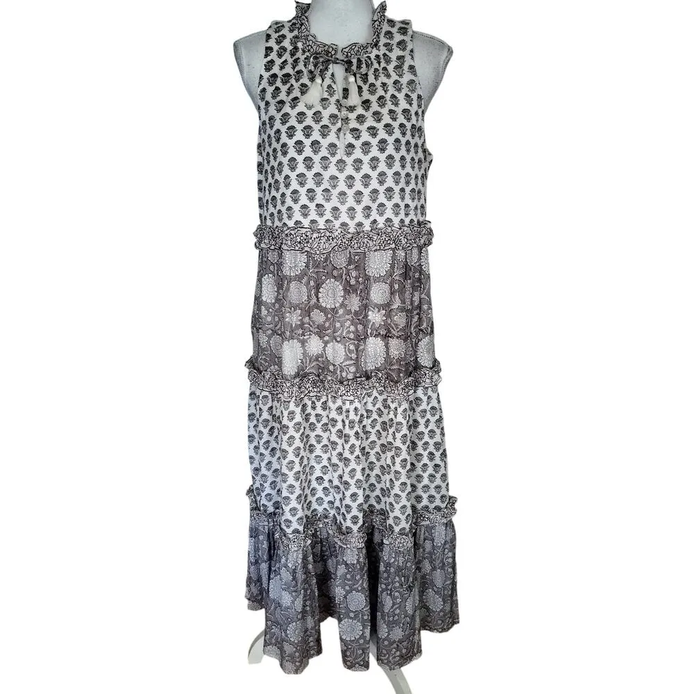 Cleobella Anthropologie Size S Maddelyn Ankle Dress Mauve Mixed Print Boho Midi - Image 2