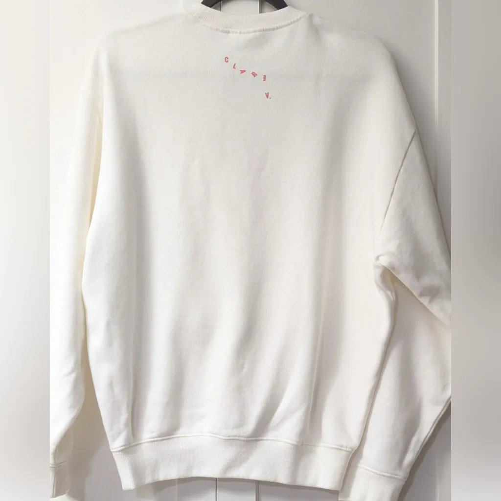 NEW CLARE V. iconique long sleeve sweatshirt in white with peony letters small - Image 8