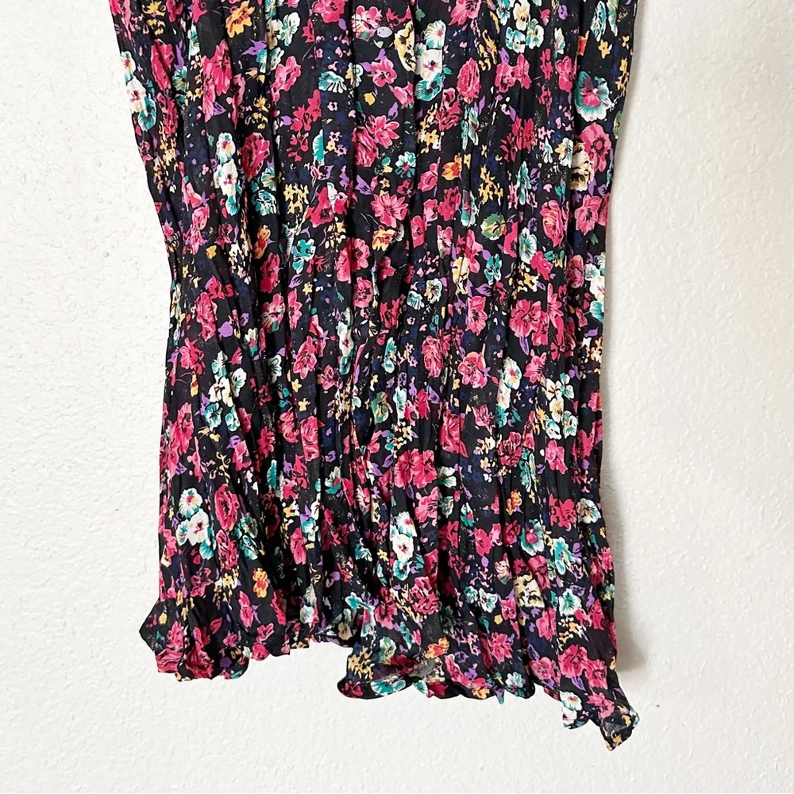 NC 17 by Danielle Karen Vintage 90s Floral Button Up Mini Dress Black Size undefined - Image 6