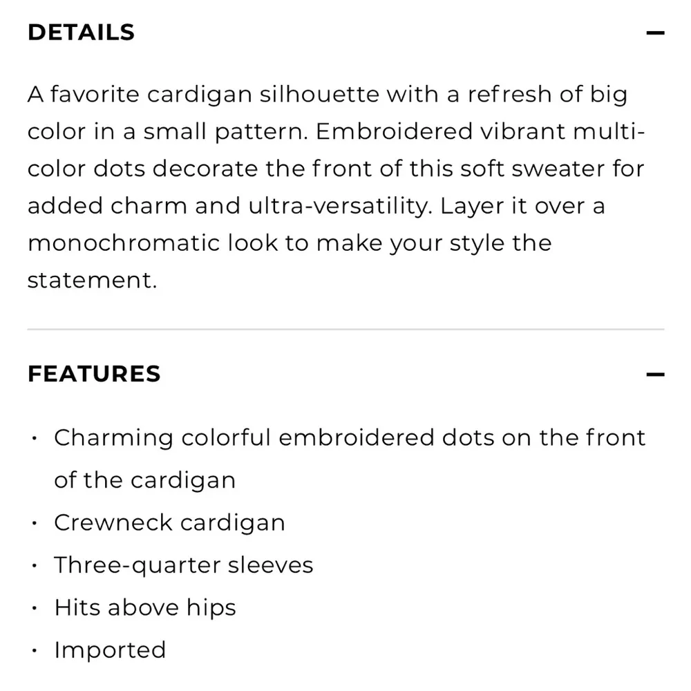 NWOT Talbots Charming navy blue embroidered dot cotton cardigan sweater M - Image 2