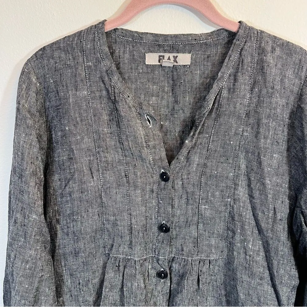 FLAX Women’s Linen Gray Tunic Top P - Image 2