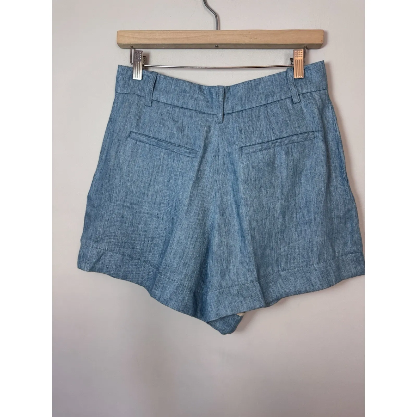 VANESSA BRUNO Nixia Linen Shorts High Waisted Blue Sz 40 US Sz 8 NWT $345 - Image 8