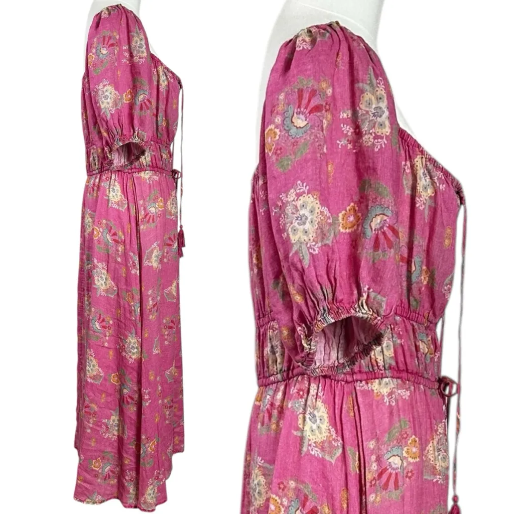 Spell & the Gypsy Bohemian Solstice Lightweight Linen Whimsy Soiree Dress XXL Pink - Image 10
