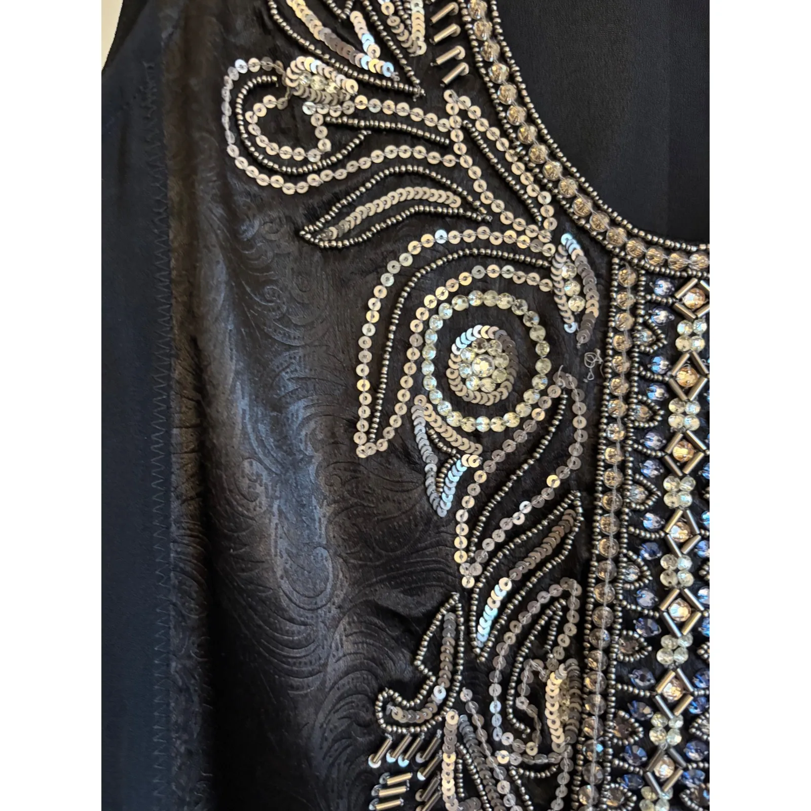 Yoana Baraschi Black Embellished Brocade Tank Top – Size Small - Image 8
