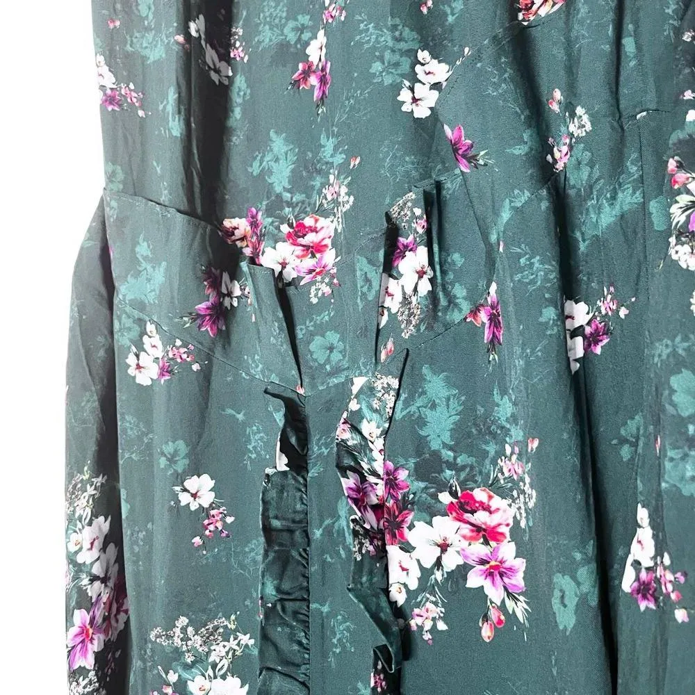 H&M Green Floral Ruffle Midi Dress Ltd Edition Cottagecore Boho Blogger Fav Sz 4 - Image 5