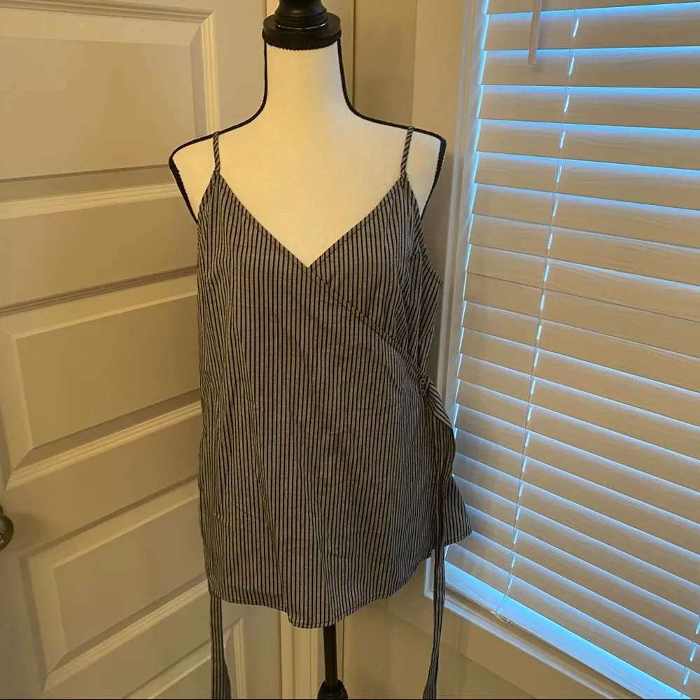 Doe & Rae|| Black/white striped wrap top - Image 2