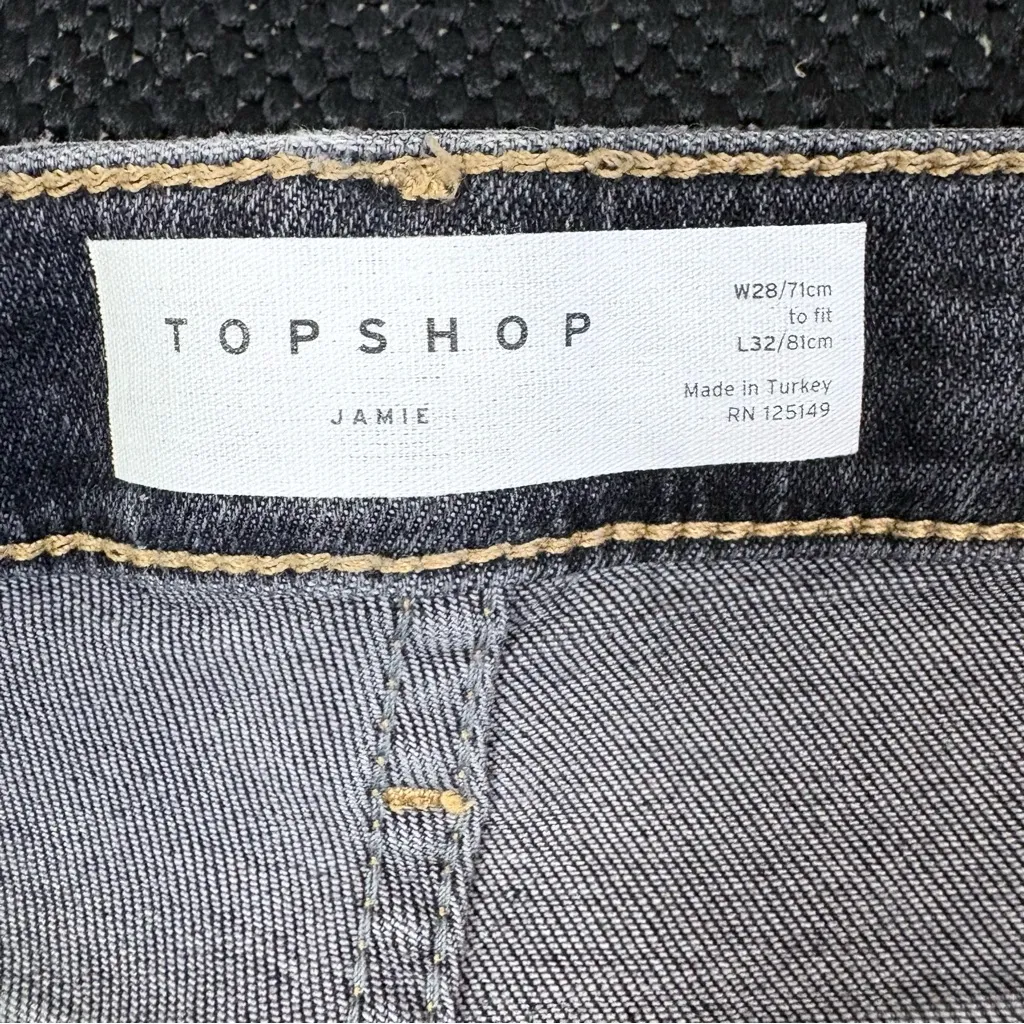 Topshop Jamie High Waist Ripped Hem Skinny Jeans Size 28 - Image 10