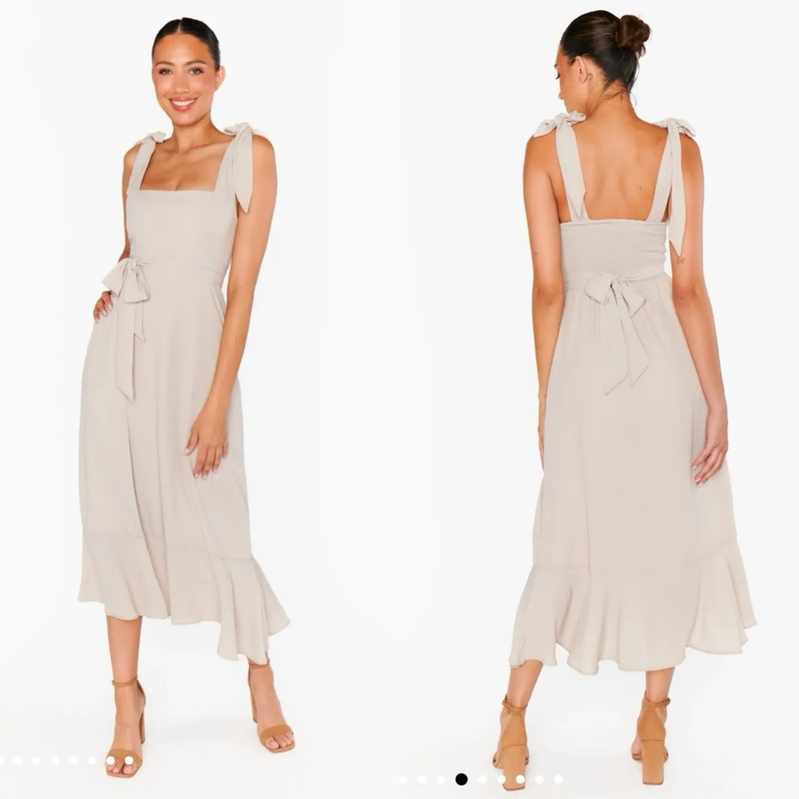 Show‎ Me Your Mumu Claire Midi Dress Show Me The Ring Crisp Champagne NWT Size S - Image 2