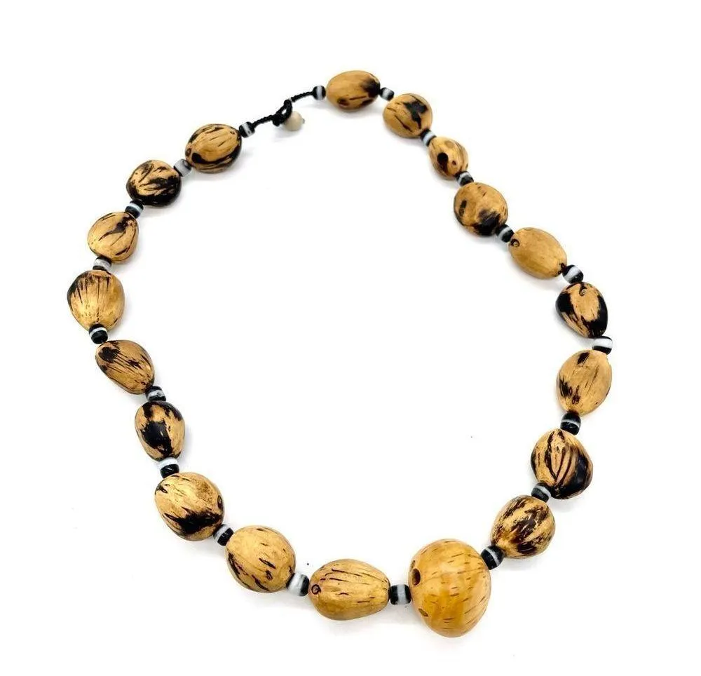 Kukui Nut Lei Necklace Brown - Image 2