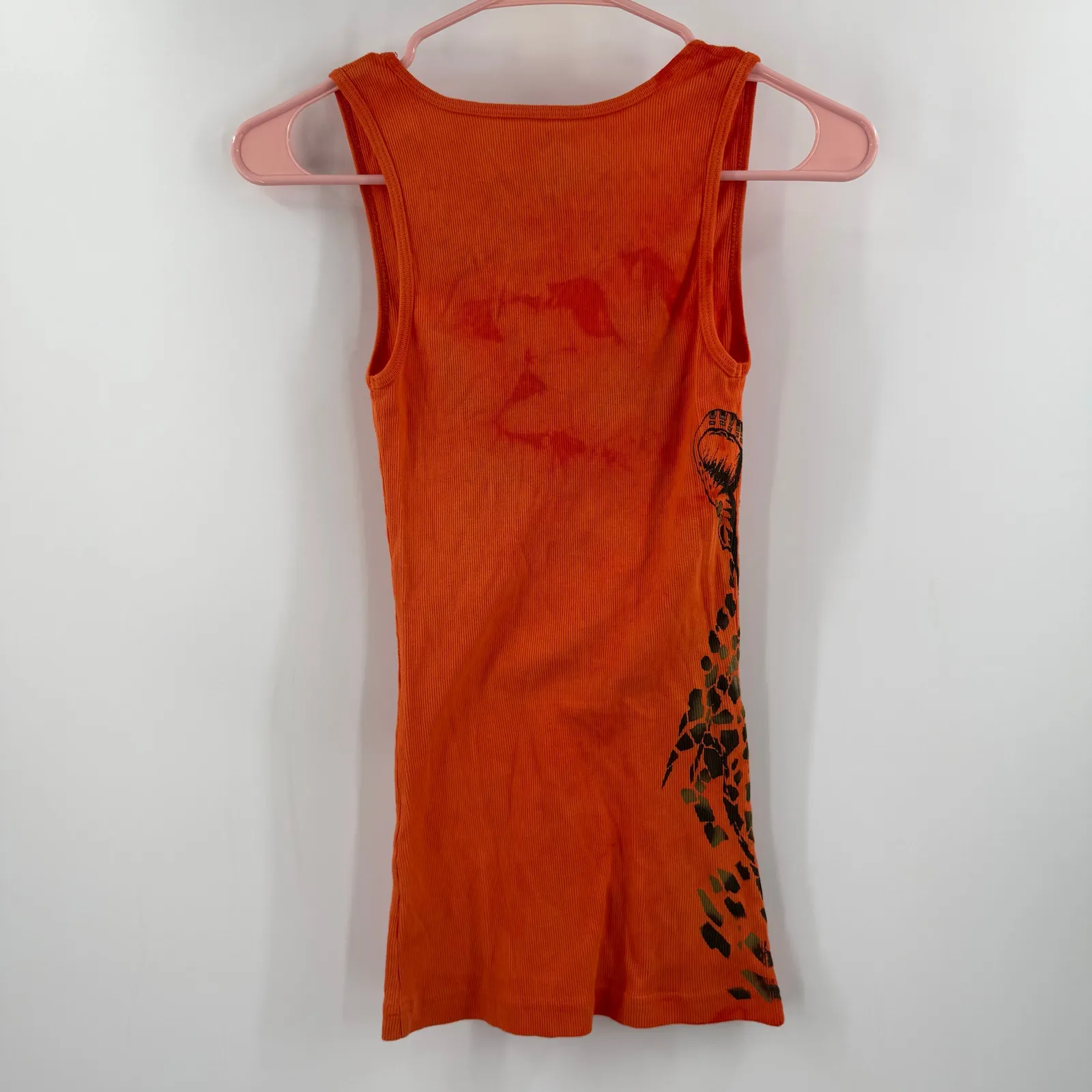 Key Closet Tank Top Size Small NEW Cheetah Orange Ribbed Y2K Style 2000s Cotton - Image 2