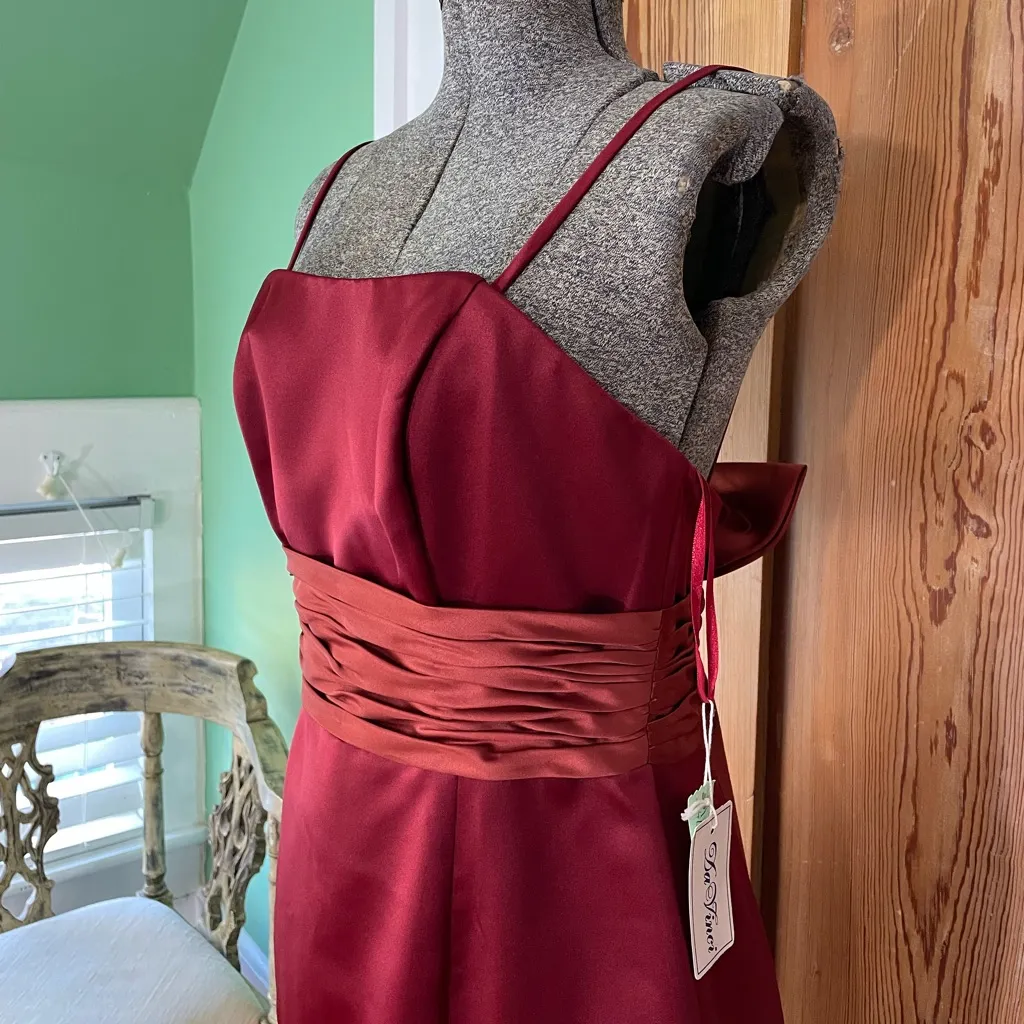 NWT DaVinci #9145 Satin Burgundy Gown ~ Bridesmaid / Black Tie / Evening Sz 10 Red - Image 5