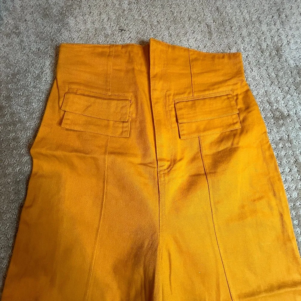 C/MEO Collective Orange Wide Leg Ultra High Rise SZ 8 Pants Pumpkin Cotton - Image 3