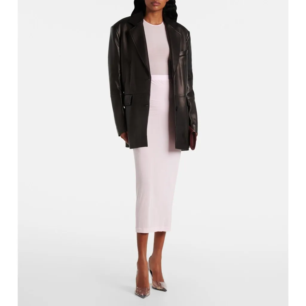 WARDROBE.NYC Sheer Cap Sleeve Bodysuit in Blush Pink X - Image 14