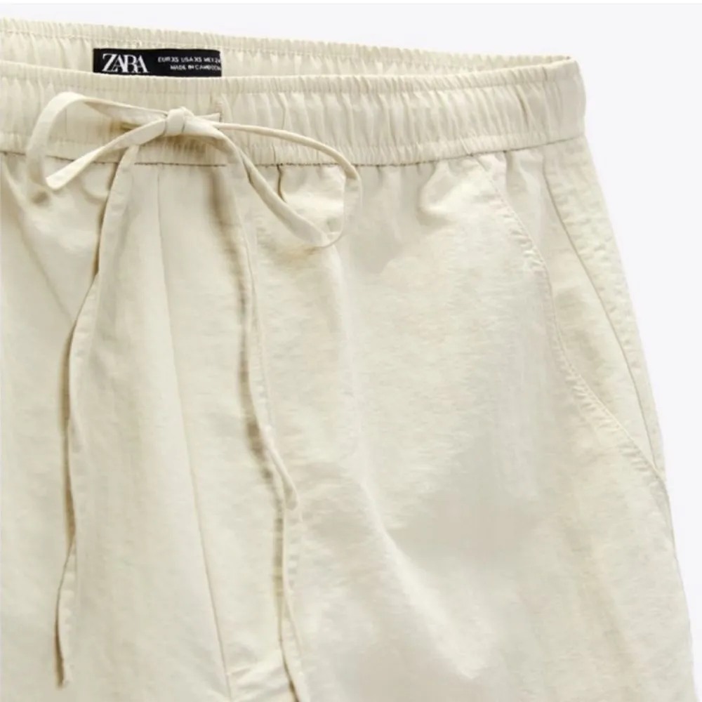 Zara Nylon Pajama Drawstring Pants ECRU Size L - Image 14