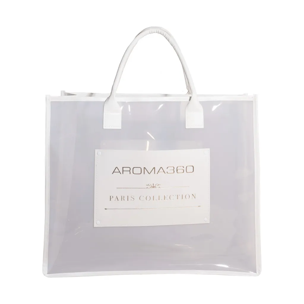 Aroma360 Paris Collection oversized transparent PVC tote bag with gold print White - Image 2