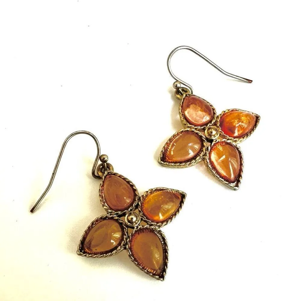 Orange and gold beaded earrings - Image 2
